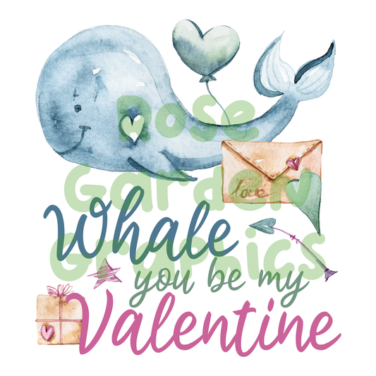 Rustic Valentine "Whale You Be My Valentine" PNG