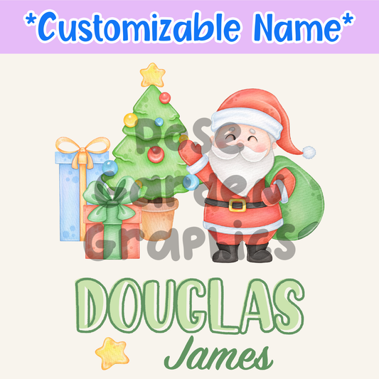 Santa Watercolor Custom Name PNG ($5 per name file)