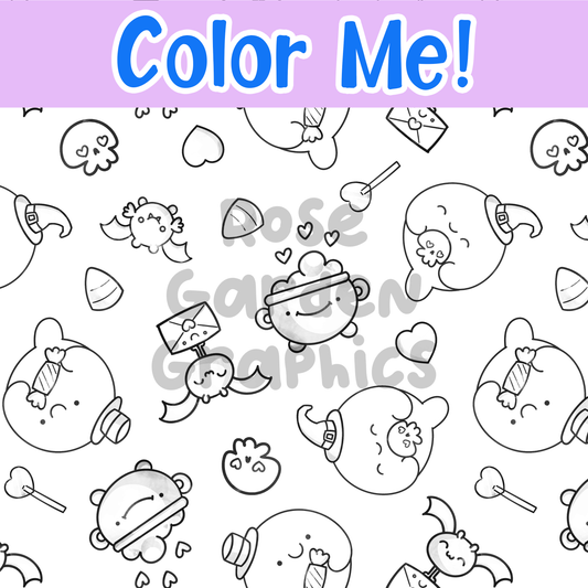 Spooky Valentine Cute 'Color Me!' Seamless Image