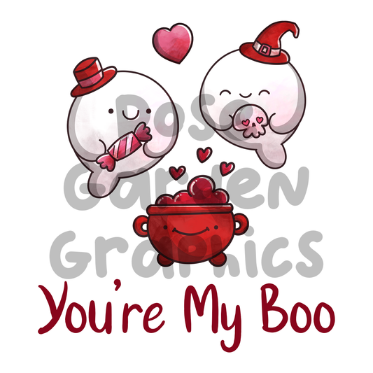 Spooky Valentine Cute "You're My Boo" PNG
