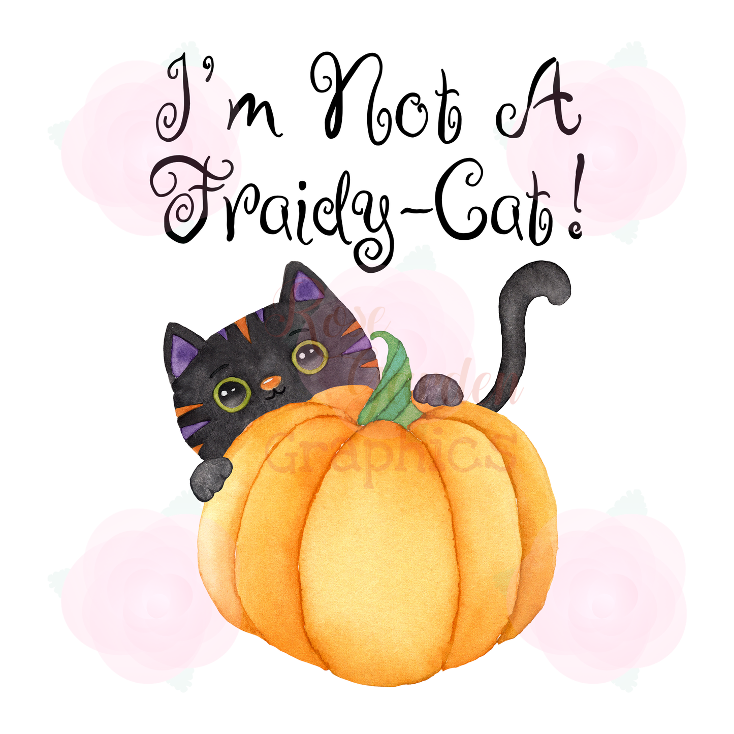Halloween espeluznante en acuarela "¡No soy un gato miedoso!" PNG