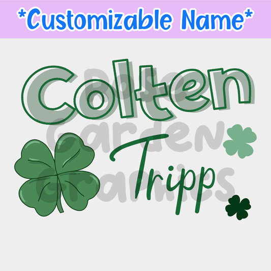 St. Patrick's Day Clovers (Green) Custom Name PNG ($5 per name file)