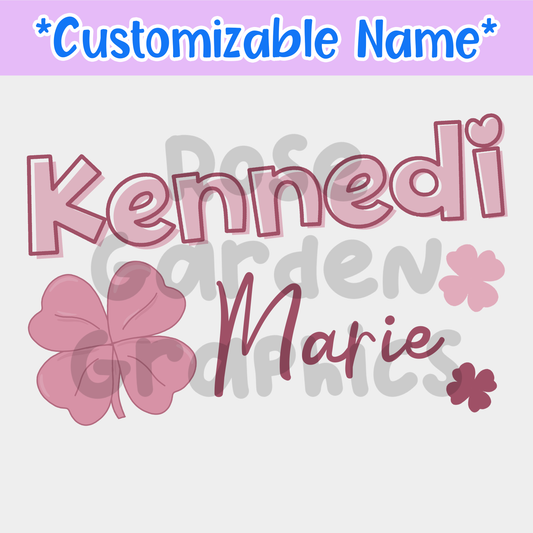 St. Patrick's Day Clovers (Pink) Custom Name PNG ($5 per name file)