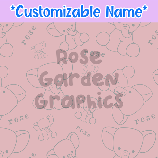 Stuffed Elephants (Rose) Custom Name Seamless File ($5 per name file)