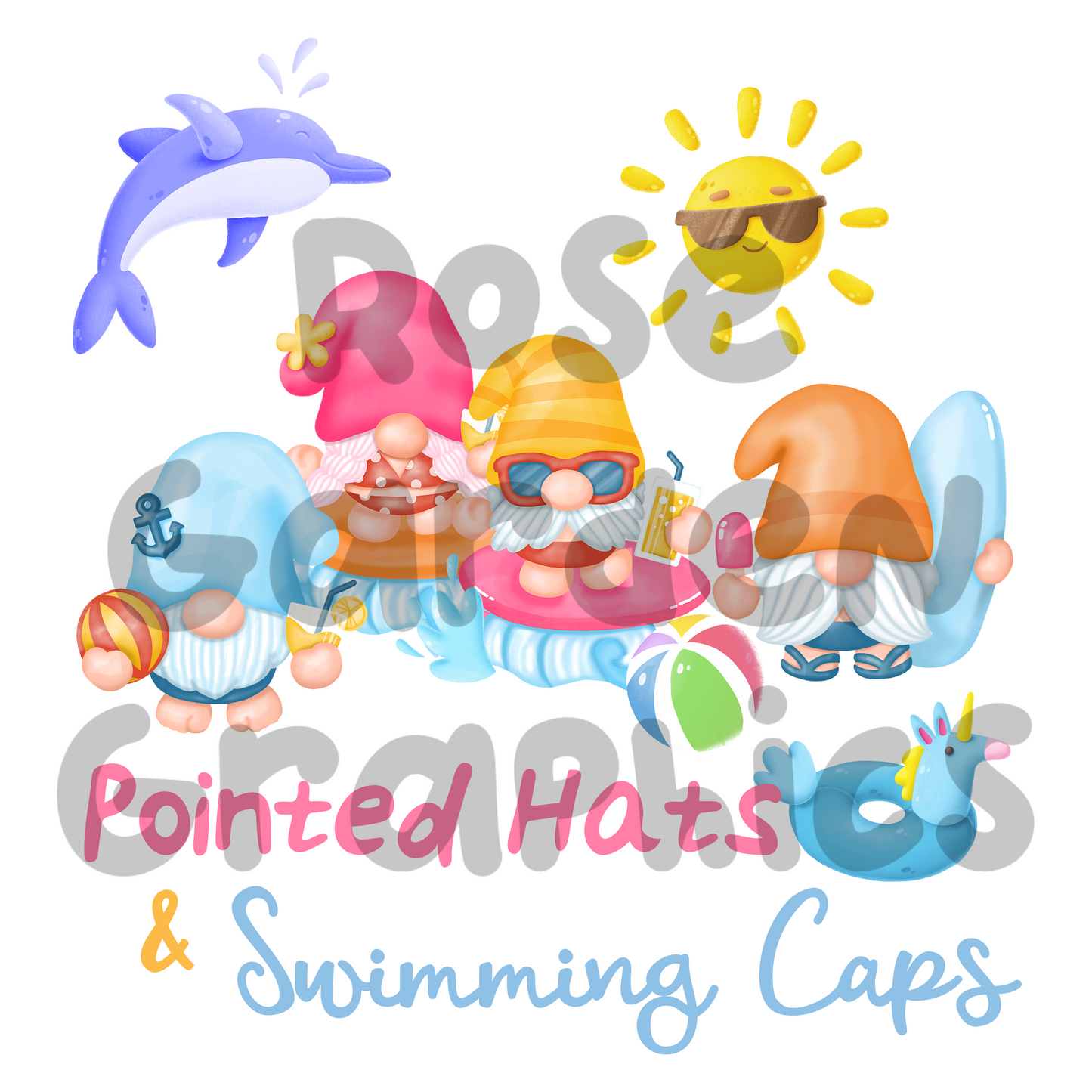 Gnomos de Verano "Sombreros Puntiagudos y Gorros de Natación" PNG