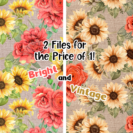 Sunflowers and Roses 2 Seamless Images Bundle