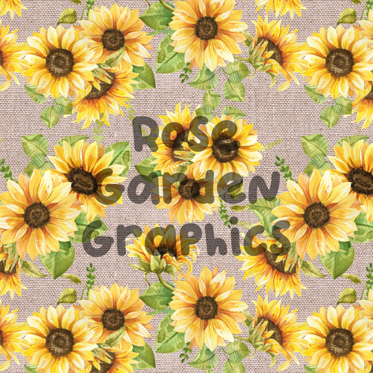 Sunflowers on Burlap Seamless Image