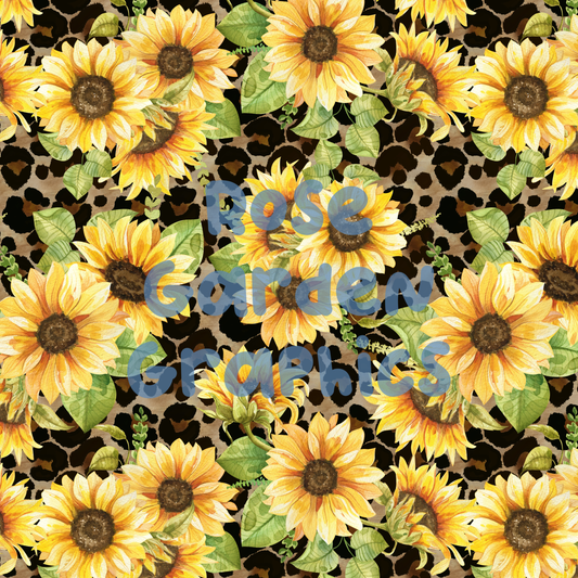 Sunflowers on Animal Print Seamless Image