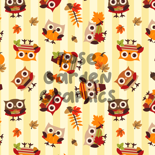 Thanksgiving Owls Seamless Image