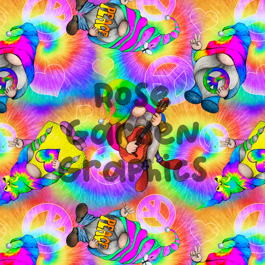 Tie Dye Rainbow Gnomes Seamless Image