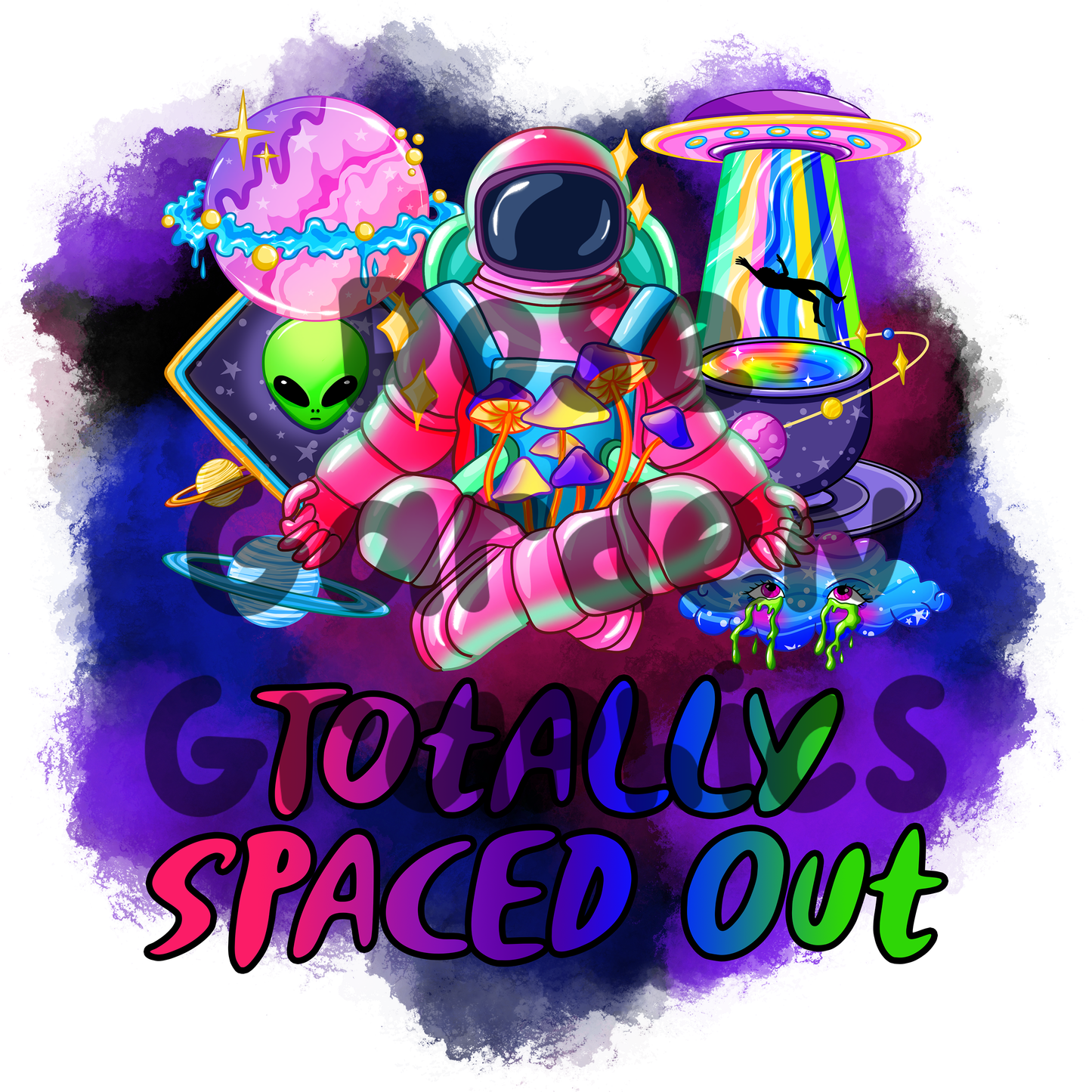 Trippy Space Travels "Totally Spaced Out" PNG