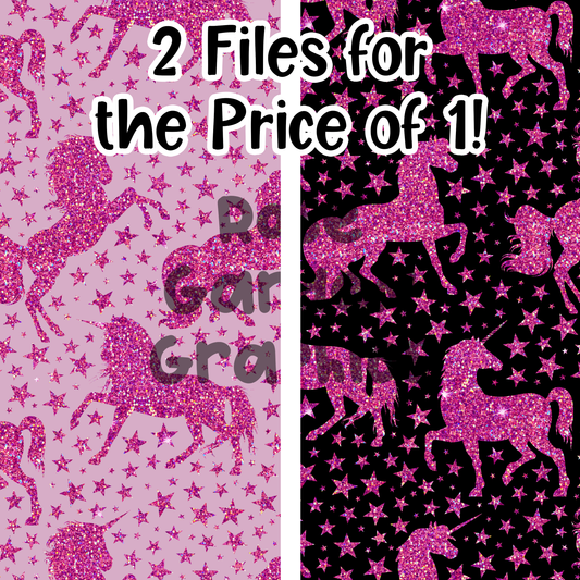 Sparkle Unicorns Pink 2 Seamless Images Bundle