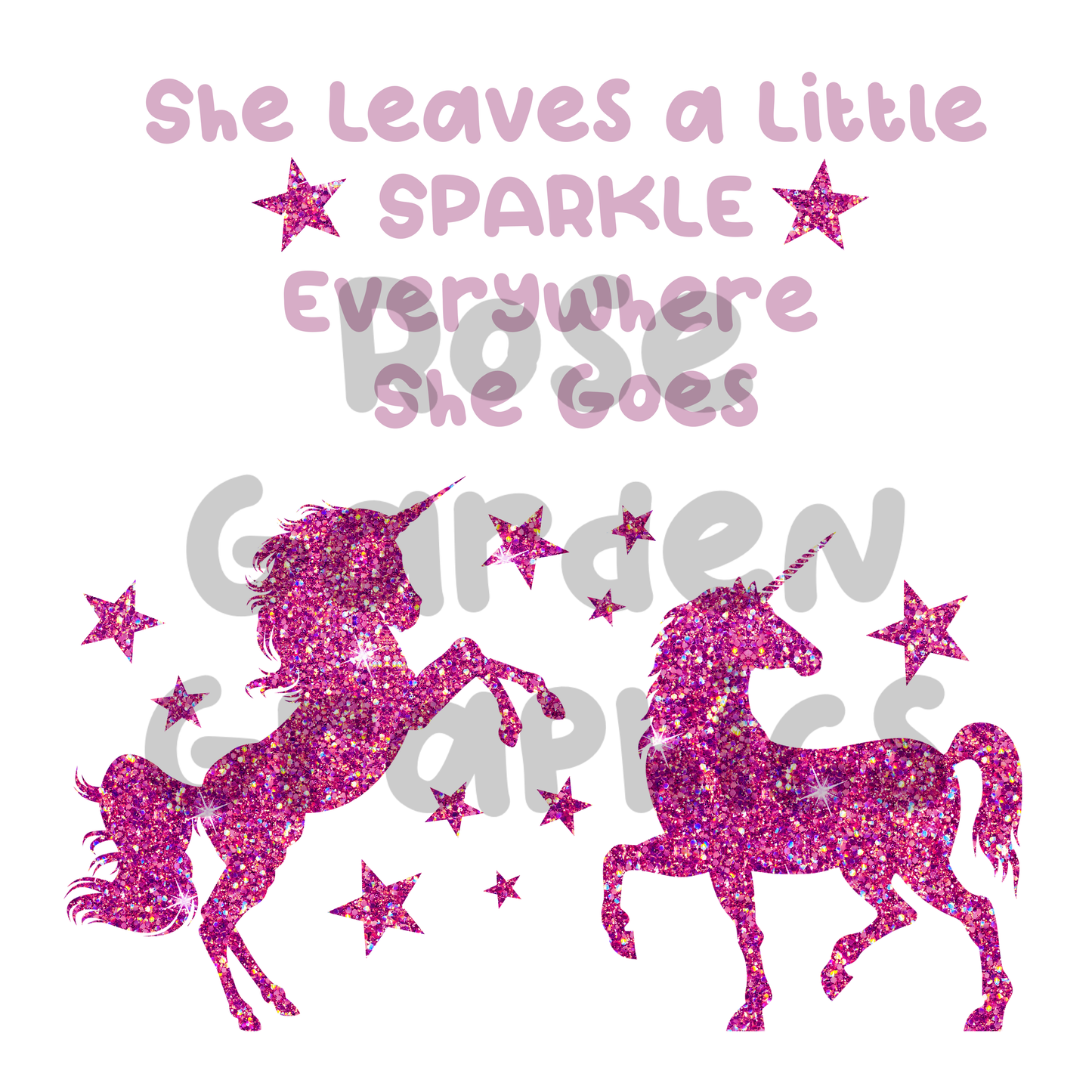 Sparkle Unicorns Pink "Ella deja un poco de brillo dondequiera que vaya" Paquete de 2 PNG