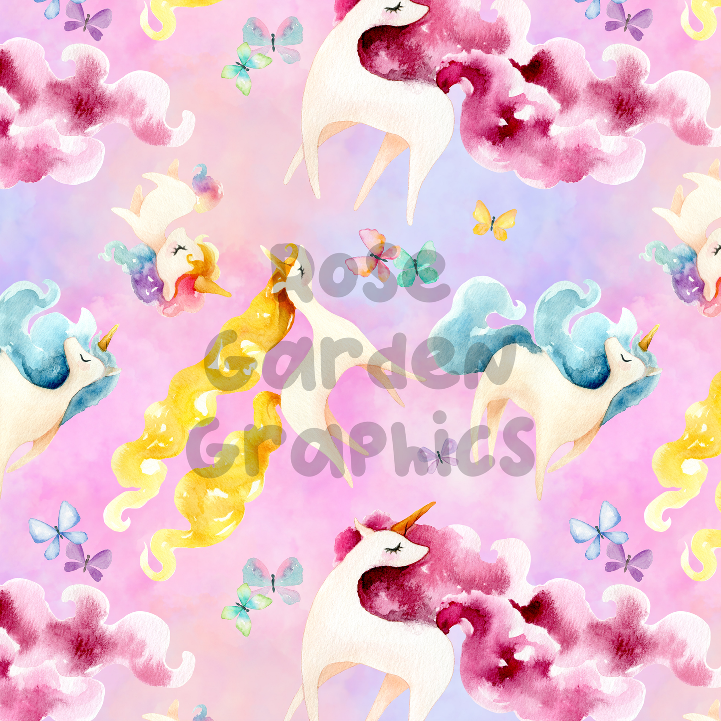 Unicorns and Butterflies Seamless Image