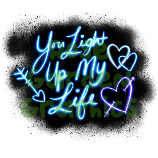 Valentine Blue Glow "You Light Up My Life" PNG