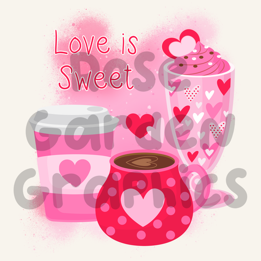Valentines Mugs "Love is Sweet" PNG