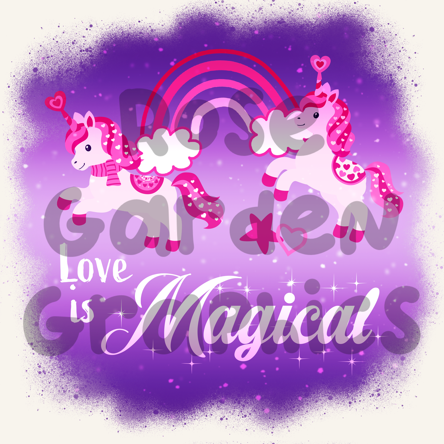 Unicornios de San Valentín "El amor es mágico" PNG