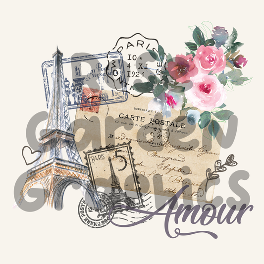 Vintage Paris Stationary "Amour" PNG