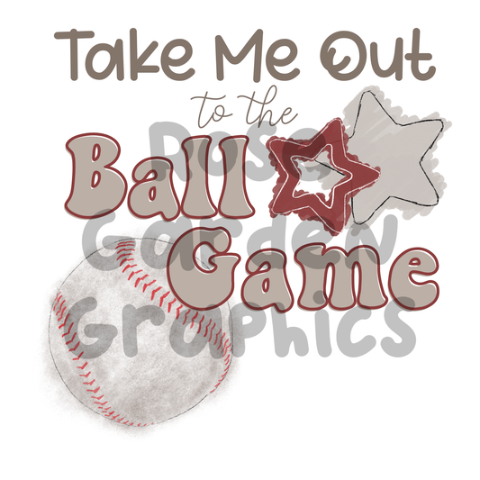 Watercolor Baseball "Take Me Out to the Ball Game" PNG