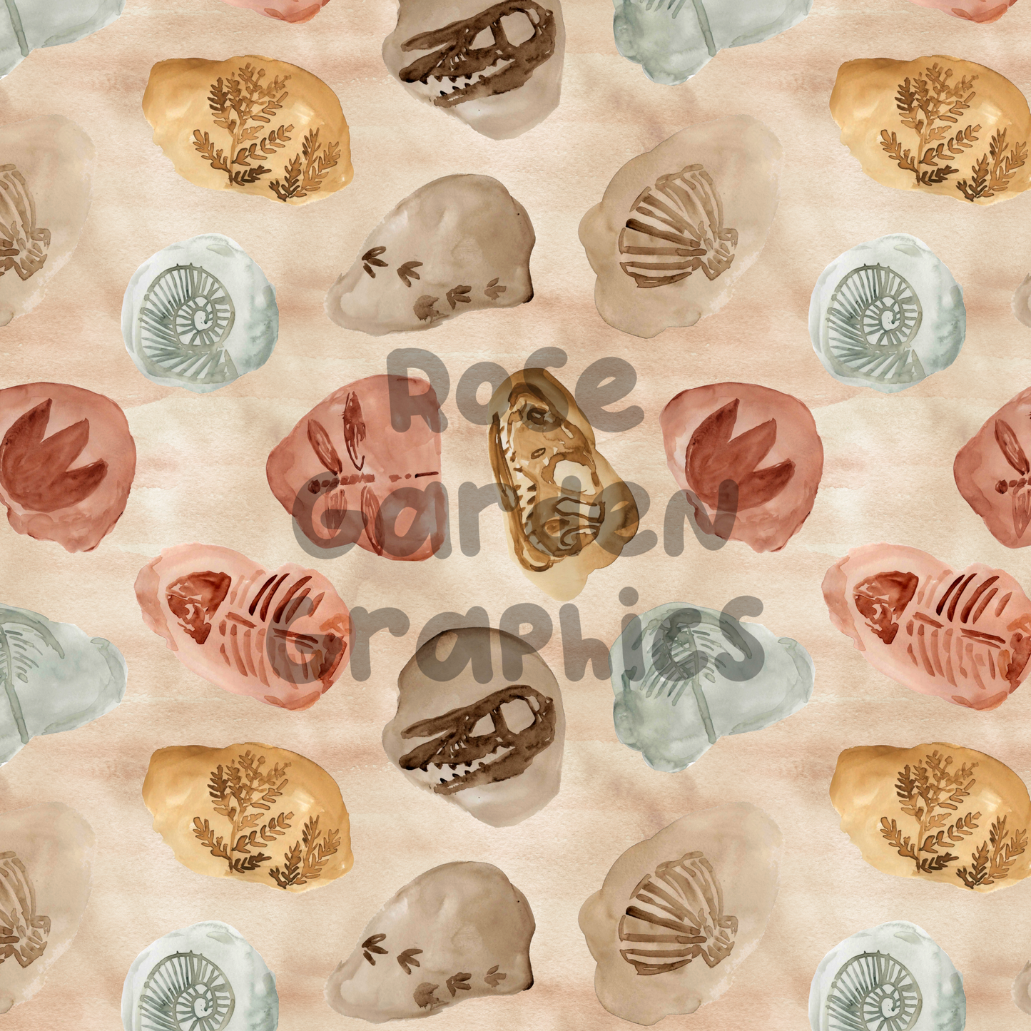 Imagen perfecta de fósiles de acuarela