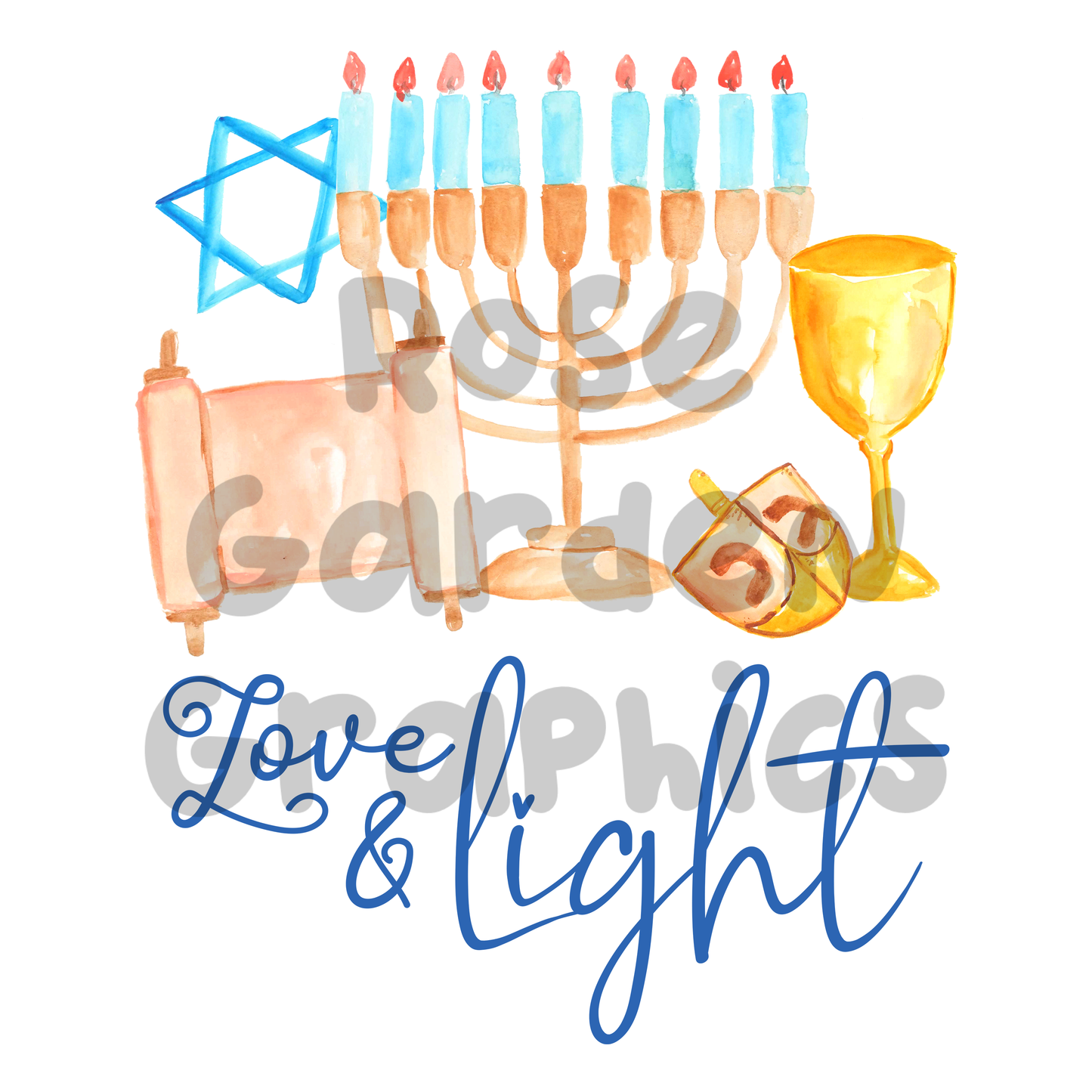 Hanukkah Acuarela "Amor y Luz" PNG