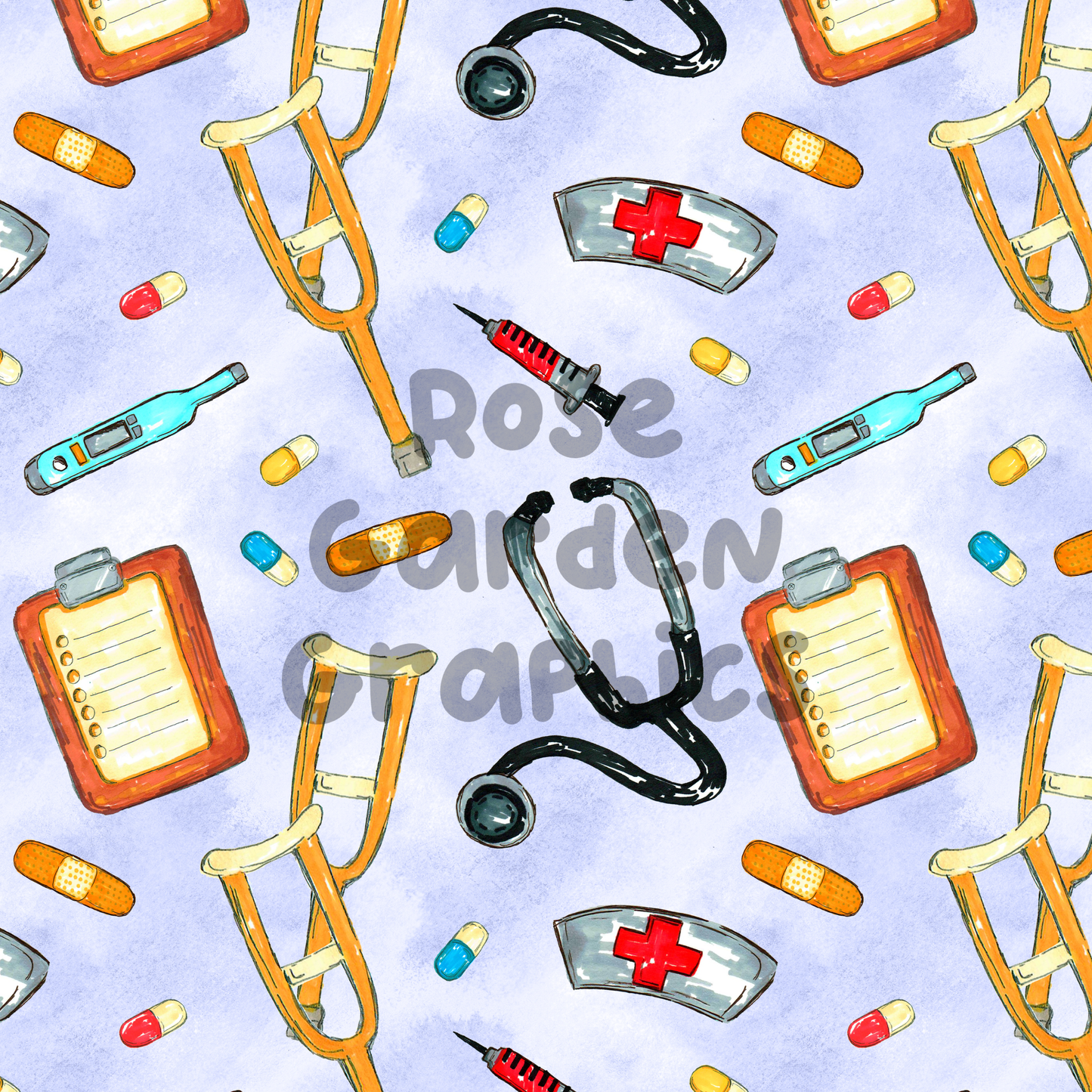 Nurses Watercolor Seamless Image