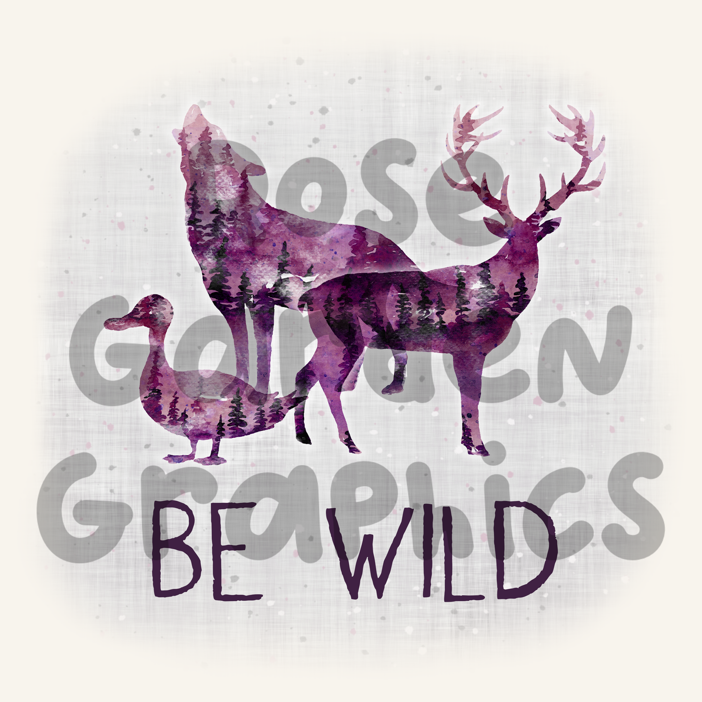Watercolor Wildlife (Pink) "Be Wild" PNG