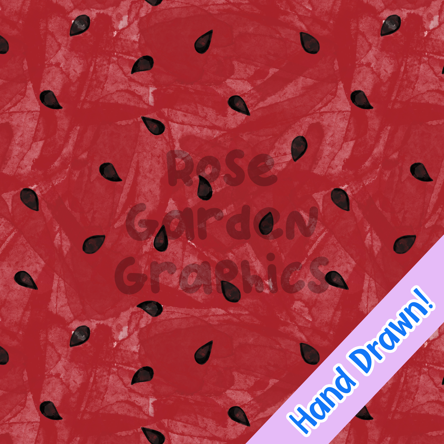 Watercolor Watermelon Seeds Seamless Image