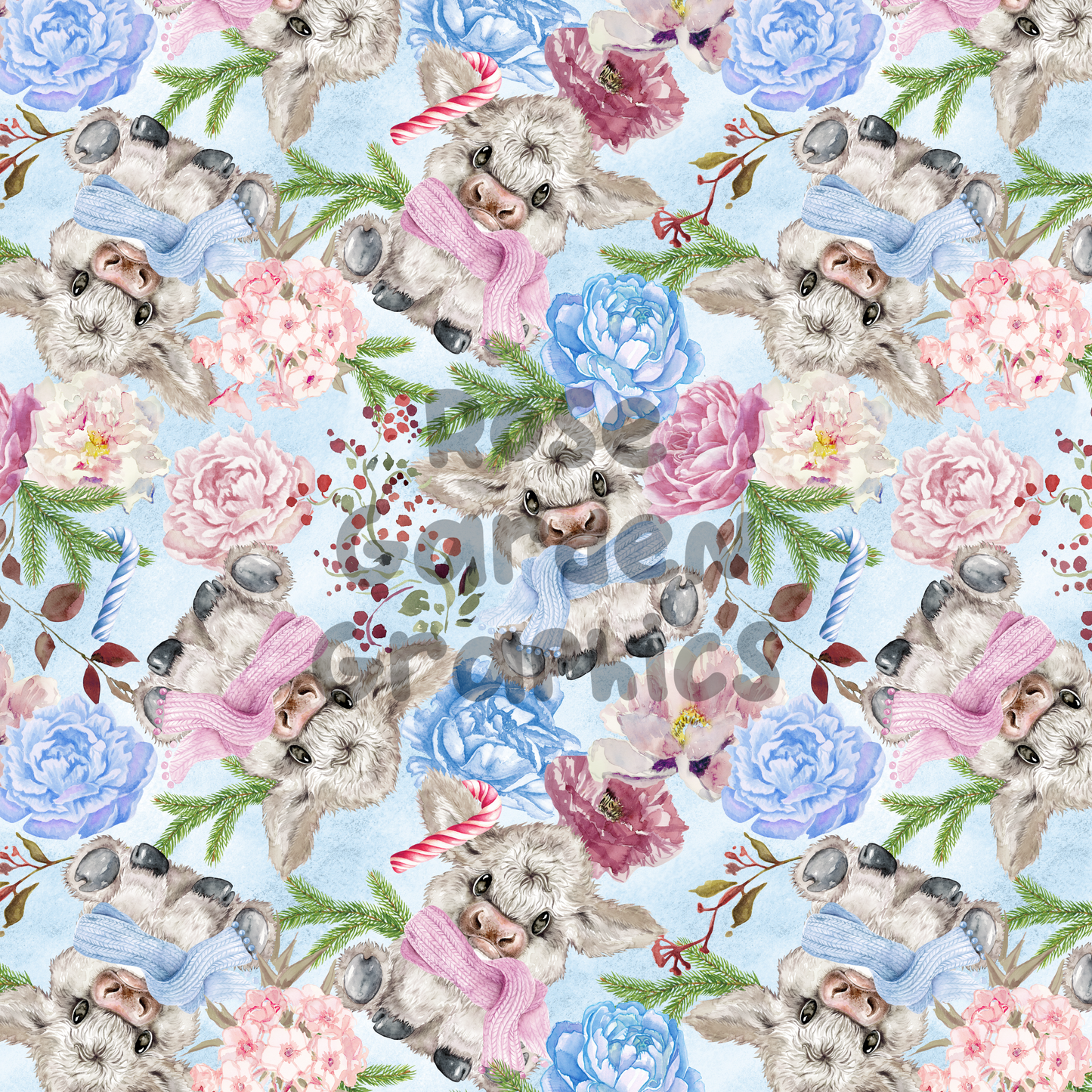 Imagen perfecta de vacas florales de invierno