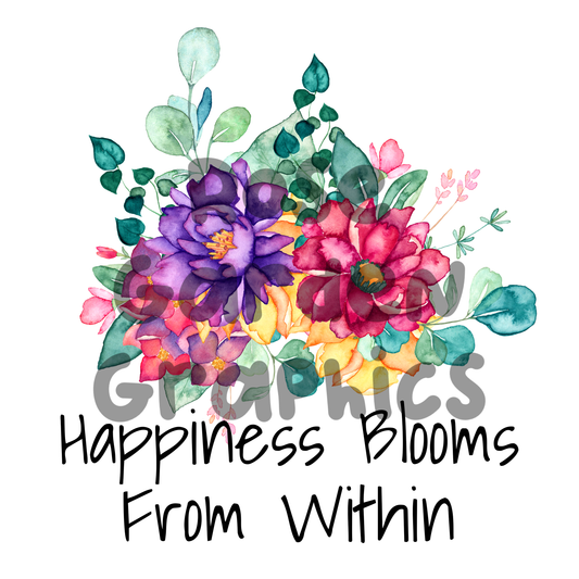 Winter Pink Floral "Happiness Blooms From Within" PNG