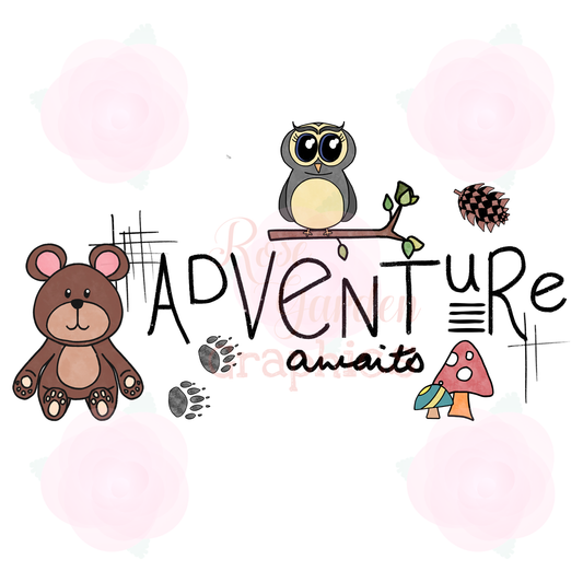 Woodland Animals "Adventure Awaits" PNG
