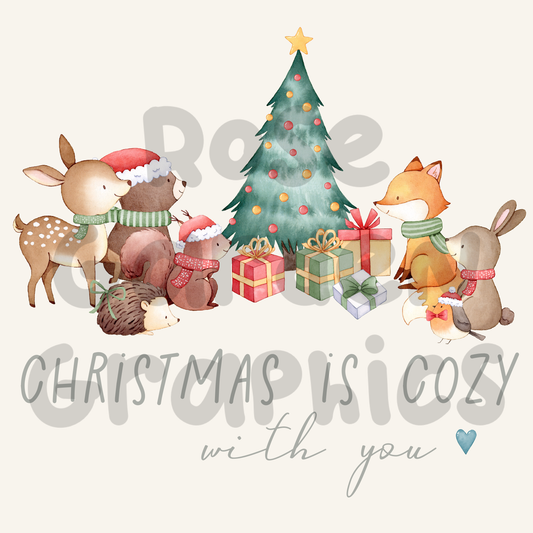 Woodland Christmas "Christmas is Cozy With You" PNG
