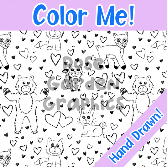 Woodland Valentines 'Color Me!' Seamless Image