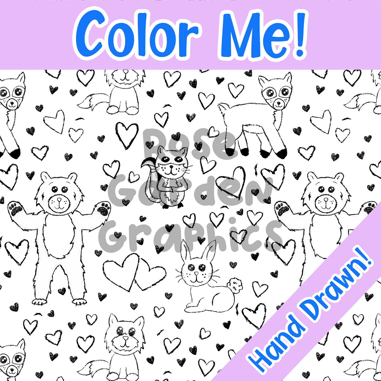 Woodland Valentines 'Color Me!' Seamless Image