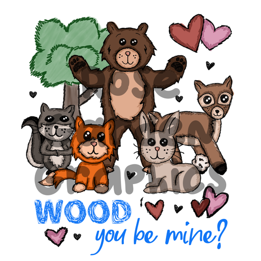 Woodland Valentines "Wood You Be Mine?" PNG