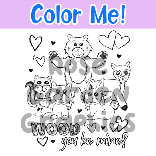 Woodland Valentines 'Color Me' "Wood You Be Mine?" PNG