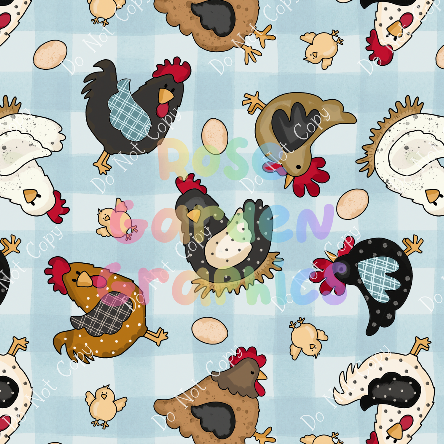 Textile Chickens Seamless Image