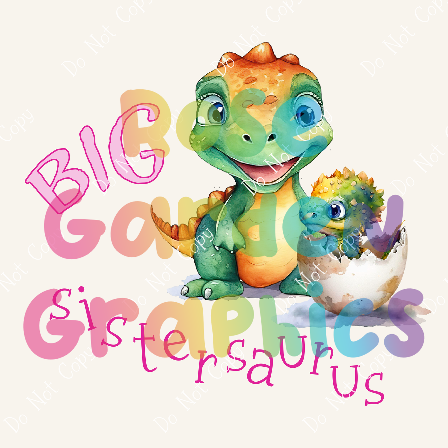 Dinosaurios grandes y pequeños (rosa) "Big Sistersaurus" PNG