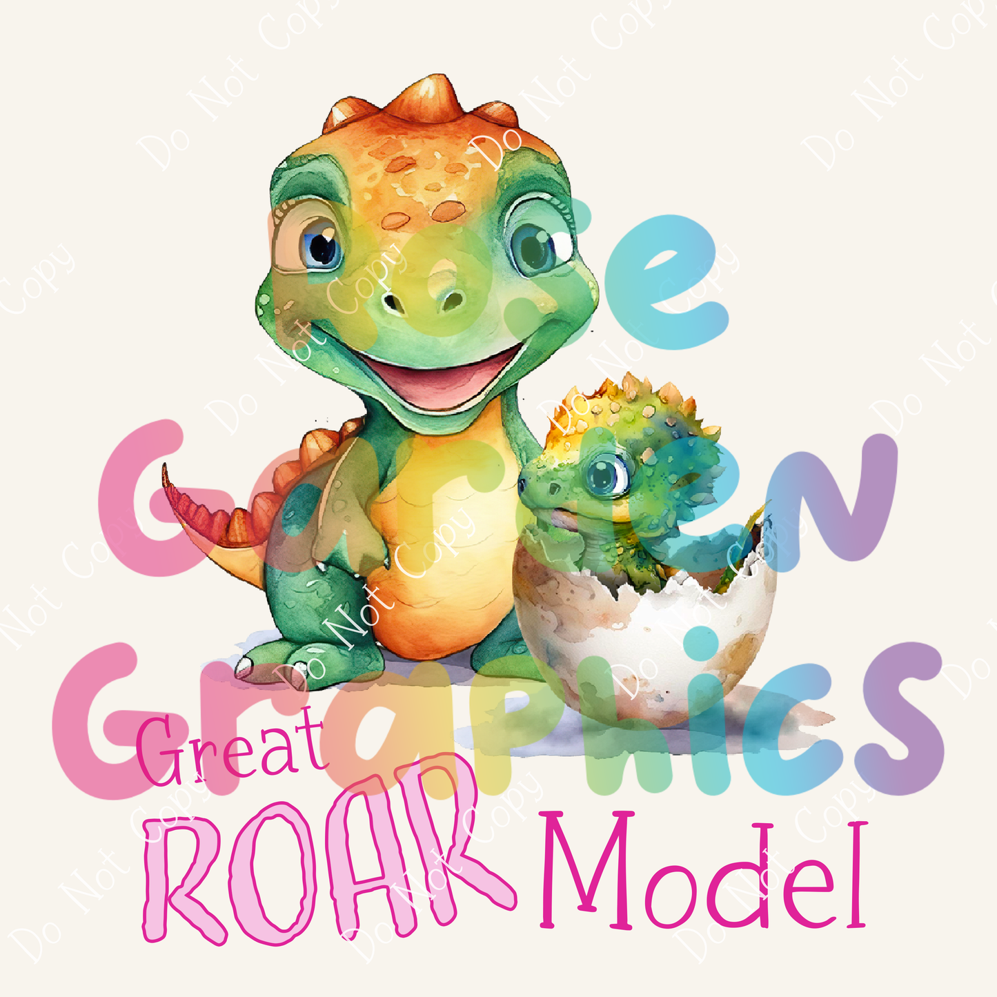 Dinos grandes y pequeños (rosa) "Gran modelo ROAR" PNG