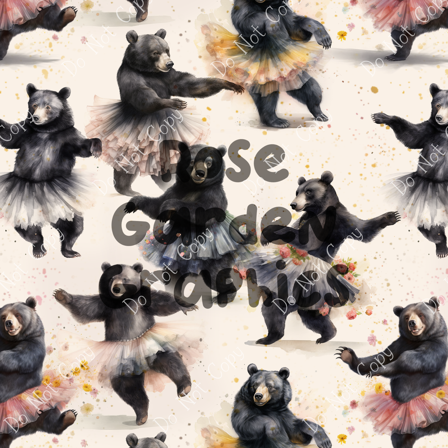 Black Bear Ballerinas Seamless Image