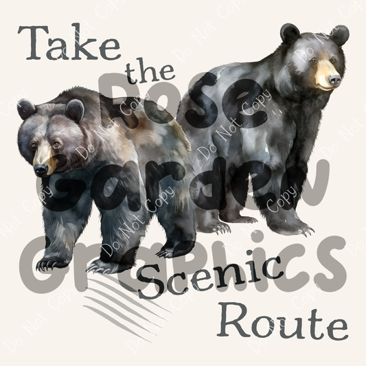 Black Bear "Take the Scenic Route" PNG