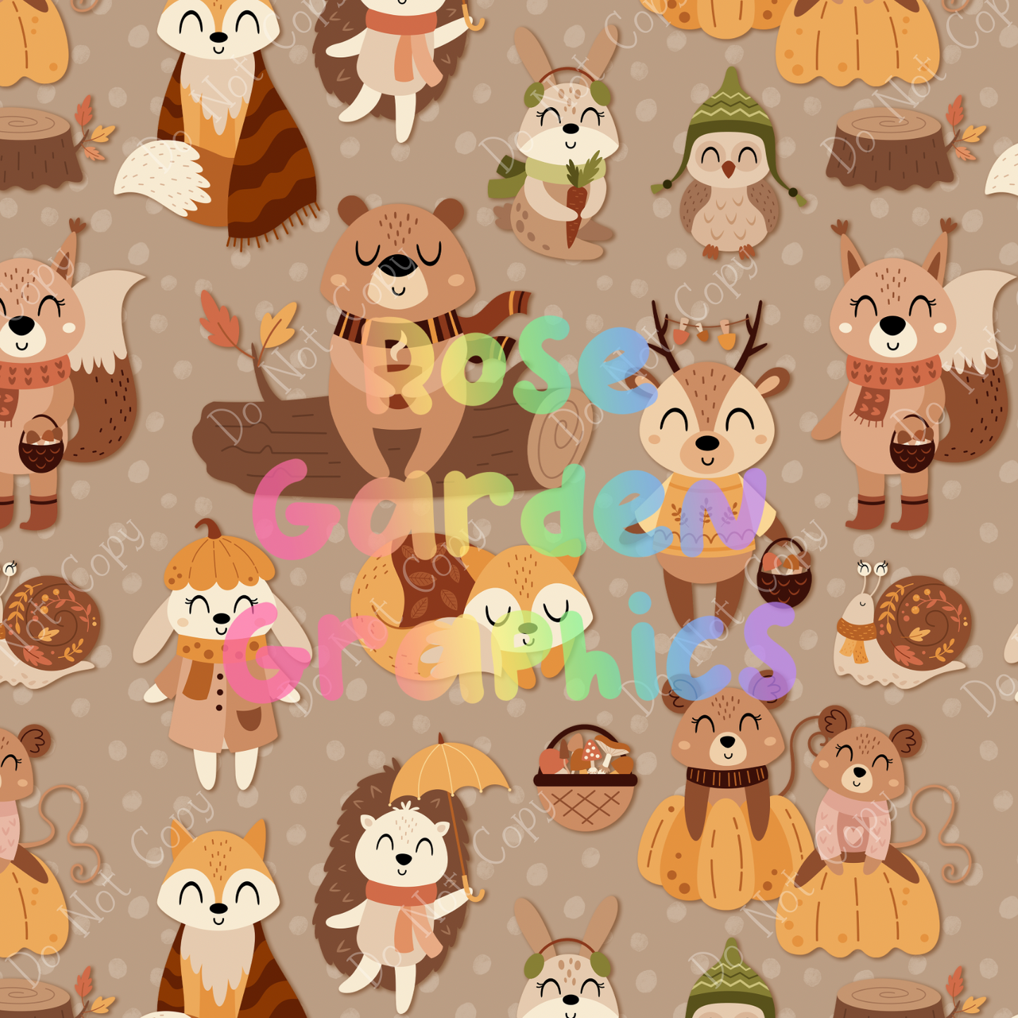 Cozy Forest Animals (Brown) Seamless Image