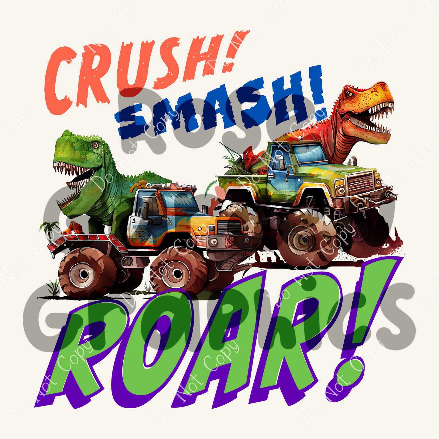 Dino Monster Trucks "Crush! Smash! Roar!" PNG