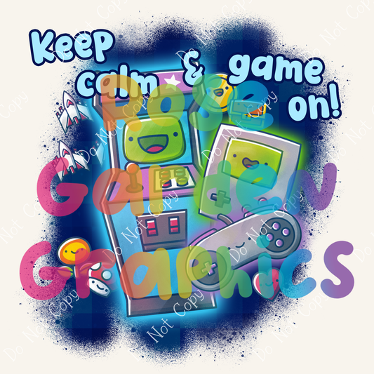 Happy Retro Games "Keep Calm & Game On!" PNG