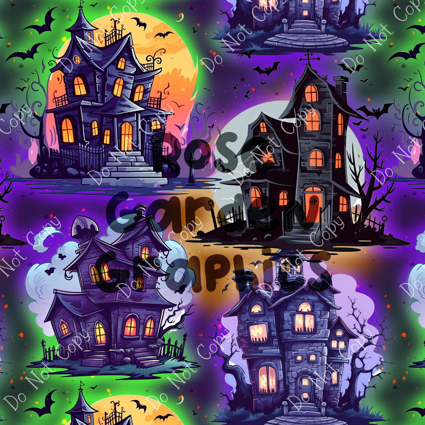 Haunted Houses Seamless Image