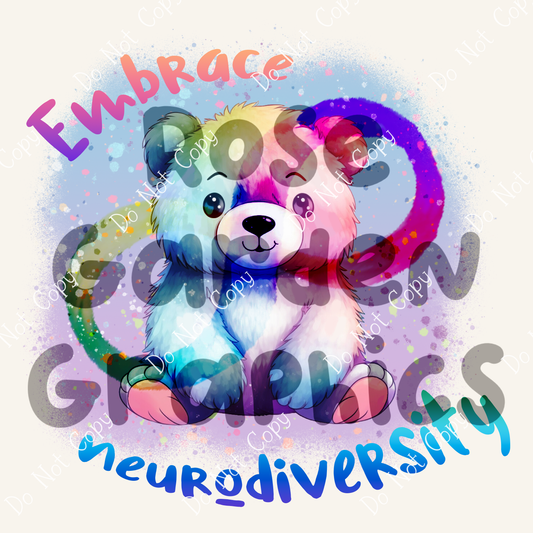 Neurodivergent Bears "Embrace Neurodiversity" PNG