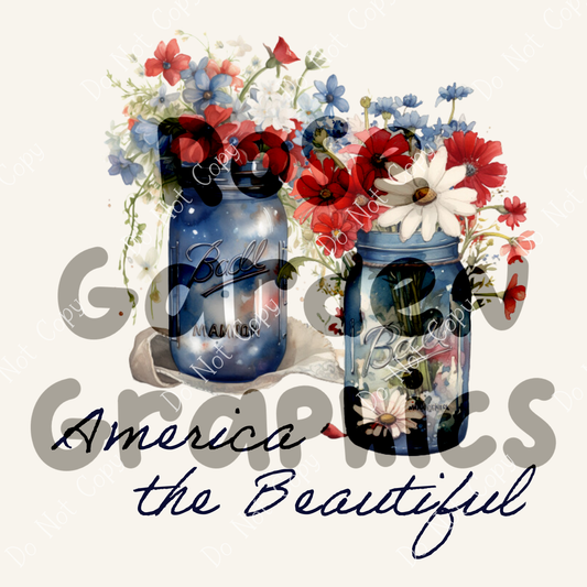 Patriotic Flower Jars "America the Beautiful" PNG