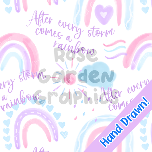 Rainbow Baby Watercolor "After Every Storm Comes a Rainbow" Seamless Image