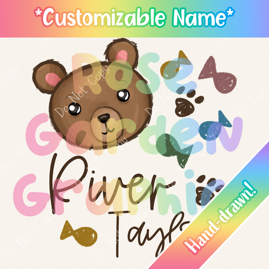 Nombre personalizado del oso boho PNG ($5 por archivo de nombre)