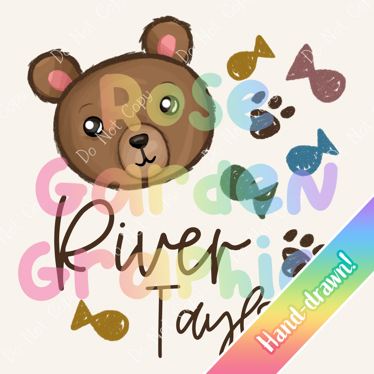 Boho Bear Custom Name PNG ($5 per name file)